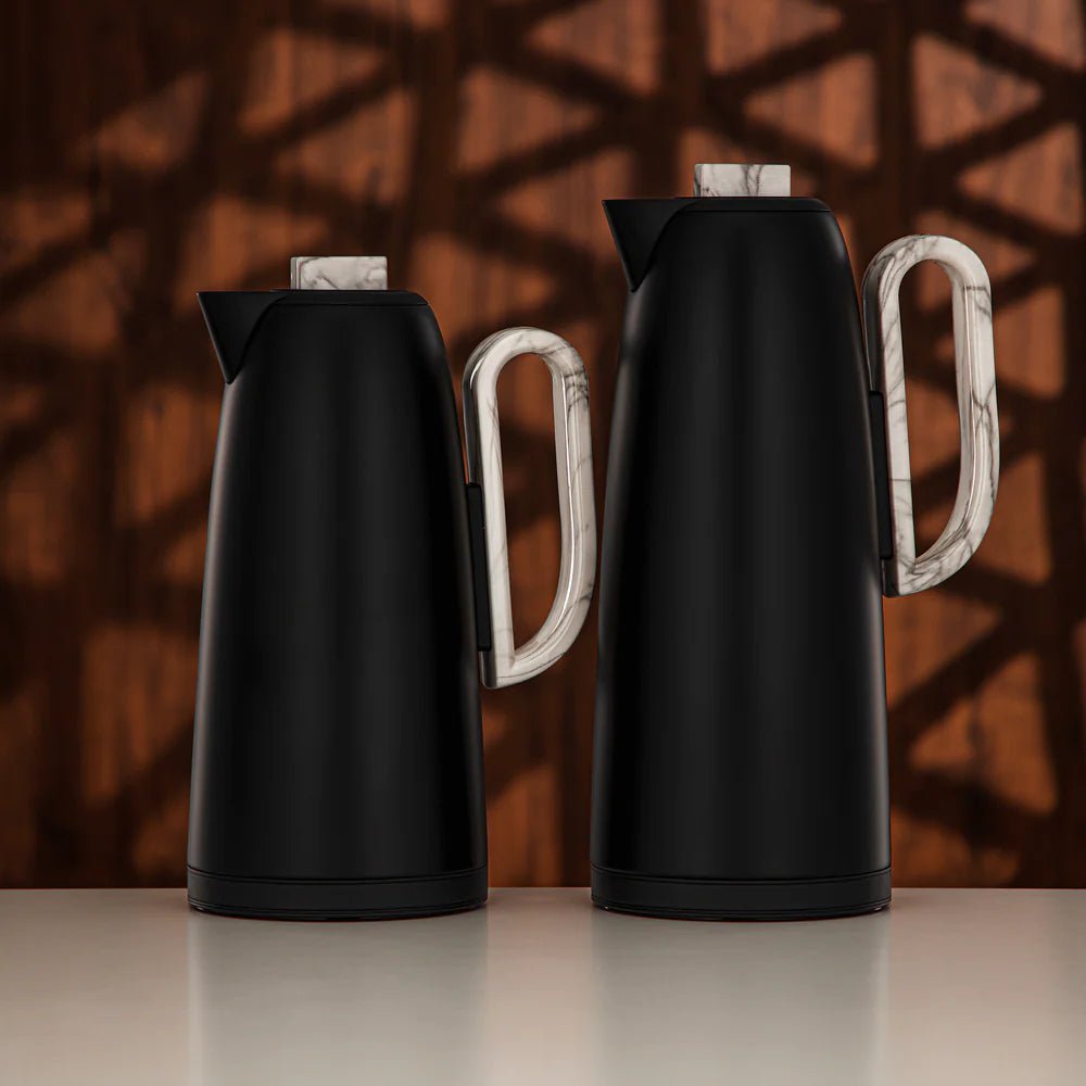 Almarjan Dual Vacuum Flask Set (0.7L + 1L) – Matte Black Finish with Marble Accent - Al Kabayel Discount CentreAlmarjan Dual Vacuum Flask Set (0.7L + 1L) – Matte Black Finish with Marble AccentThermosAKDCAl Kabayel Discount Centre
