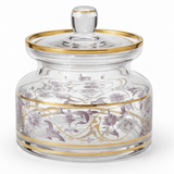 Almarjan Elegant Floral Glass Candy Pot | Gold - Rimmed Lidded Jar | 12×10cm - Al Kabayel Discount CentreAlmarjan Elegant Floral Glass Candy Pot | Gold - Rimmed Lidded Jar | 12×10cmJars & Food SaversALMARJANAl Kabayel Discount Centre