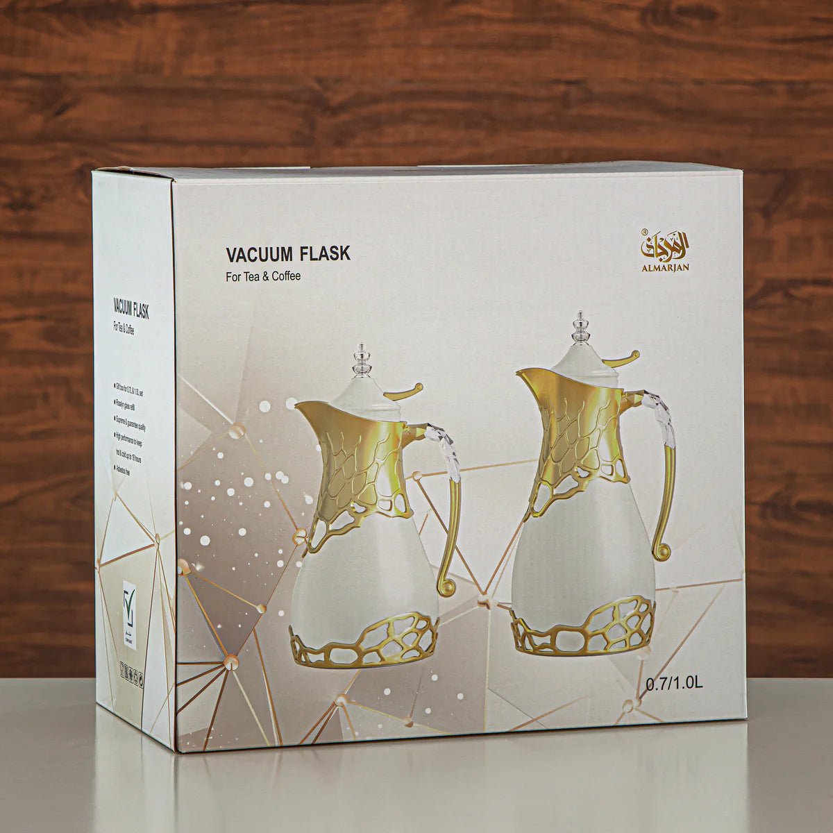 Almarjan Flask Set 700ml +1ltr Ivory/Matt Chrome - Al Kabayel Discount CentreAlmarjan Flask Set 700ml +1ltr Ivory/Matt ChromeThermosALMARJANAl Kabayel Discount Centre