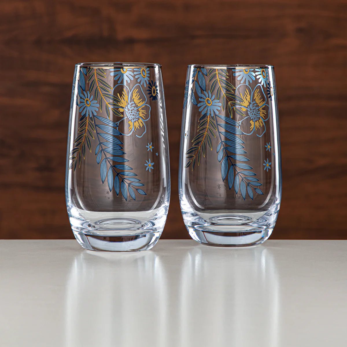 Almarjan Floral Glass Tumbler Set Printed Glass 4 Pieces (8233 - 5 - 12196) â€“ Blue Botanical Serveware Collection - Al Kabayel Discount CentreAlmarjan Floral Glass Tumbler Set Printed Glass 4 Pieces (8233 - 5 - 12196) â€“ Blue Botanical Serveware CollectionDrinkware SetsALMARJANAl Kabayel Discount Centre