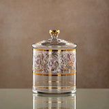 Almarjan Glass Candy Pot with Lid 1000ml, Clear & Golden Pattern - Al Kabayel Discount CentreAlmarjan Glass Candy Pot with Lid 1000ml, Clear & Golden PatternJars & Food SaversALMARJANAl Kabayel Discount Centre