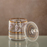 Almarjan Glass Candy Pot with Lid 1000ml, Clear & Golden Pattern - Al Kabayel Discount CentreAlmarjan Glass Candy Pot with Lid 1000ml, Clear & Golden PatternJars & Food SaversALMARJANAl Kabayel Discount Centre