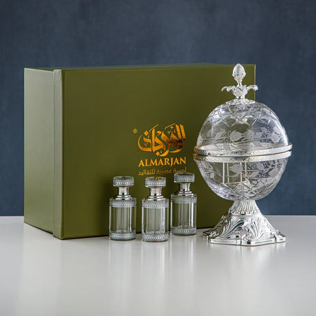 Almarjan Glass Perfume Set With Dome Case - Al Kabayel Discount CentreAlmarjan Glass Perfume Set With Dome CaseHome Décor AccentsALMARJANAl Kabayel Discount Centre