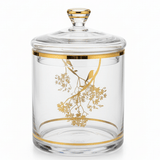 Almarjan Gold Botanical Lidded Glass Jar — Timeless Elegance for the Modern Home | 12.5×12.5cm - Al Kabayel Discount CentreAlmarjan Gold Botanical Lidded Glass Jar — Timeless Elegance for the Modern Home | 12.5×12.5cmJars & Food SaversALMARJANAl Kabayel Discount Centre