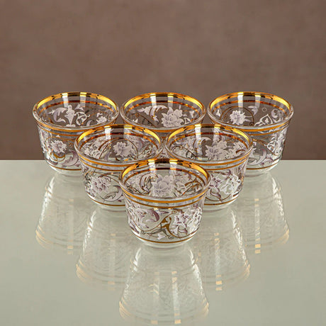 ALMARJAN Harir 18pcs Tea/Coffee Set (6pc Cava Cup 90ml, 6pcs Cup 180ml, 6pcs Saucer), Floral Design with Golden Border - Al Kabayel Discount CentreALMARJAN Harir 18pcs Tea/Coffee Set (6pc Cava Cup 90ml, 6pcs Cup 180ml, 6pcs Saucer), Floral Design with Golden BorderTea SetsALMARJANAl Kabayel Discount Centre