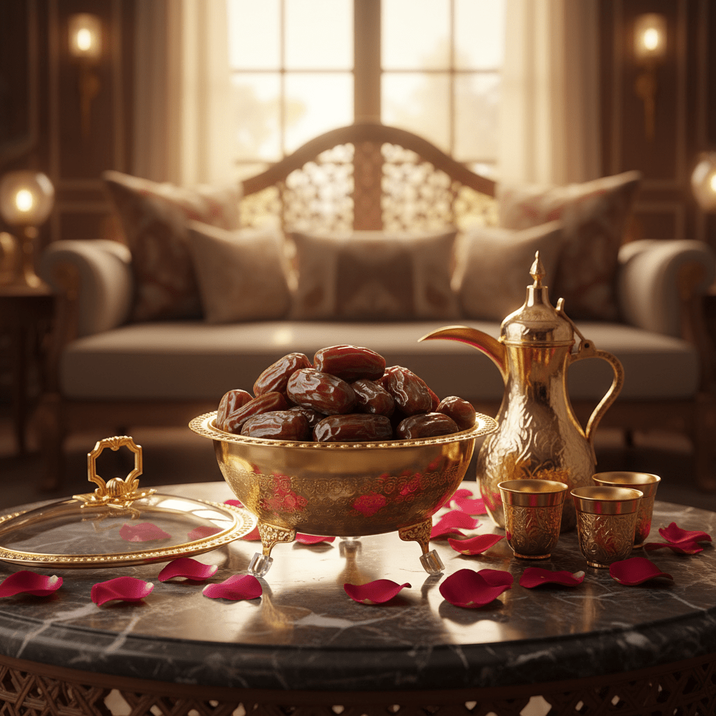 Almarjan Luxury Gold Metal Dates Bowl with Elegant Glass Lid for Premium Serving & Display – 20cm - Al Kabayel Discount CentreAlmarjan Luxury Gold Metal Dates Bowl with Elegant Glass Lid for Premium Serving & Display – 20cmBowlsALMARJANAl Kabayel Discount Centre