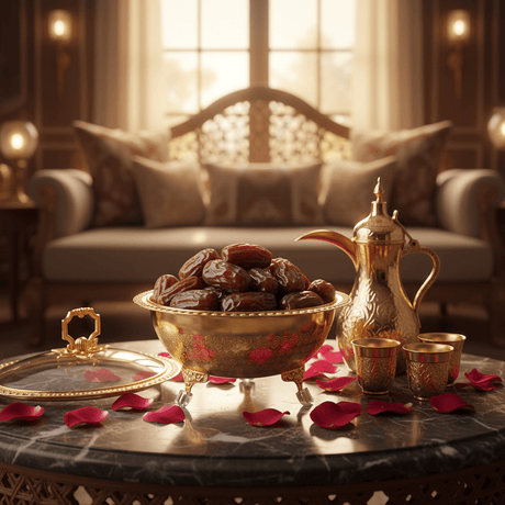 Almarjan Luxury Gold Metal Dates Bowl with Elegant Glass Lid for Premium Serving & Display – 20cm - Al Kabayel Discount CentreAlmarjan Luxury Gold Metal Dates Bowl with Elegant Glass Lid for Premium Serving & Display – 20cmBowlsALMARJANAl Kabayel Discount Centre