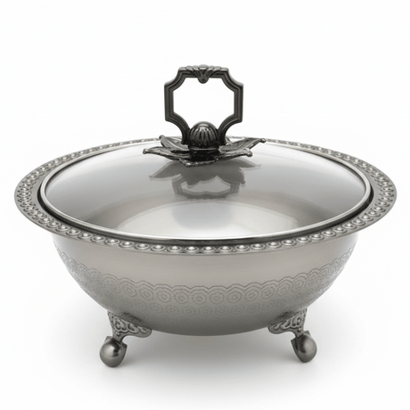 Almarjan Modern Black Metal Dates Bowl with Glass Lid for Contemporary Table Setup – 20cm - Al Kabayel Discount CentreAlmarjan Modern Black Metal Dates Bowl with Glass Lid for Contemporary Table Setup – 20cmBowlsALMARJANAl Kabayel Discount Centre