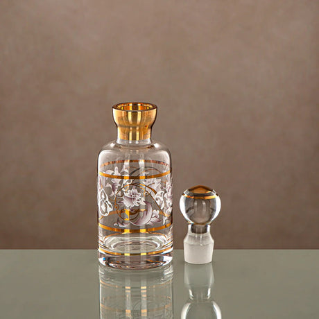 Almarjan Perfume Bottle 16.5 Tola, Clear & Golden Pattern, 0862P - ZQDL - Al Kabayel Discount CentreAlmarjan Perfume Bottle 16.5 Tola, Clear & Golden Pattern, 0862P - ZQDLHome Décor AccentsALMARJANAl Kabayel Discount Centre