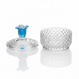 Almarjan Premium Diamond - Cut Glass Candy Bowl with Elegant Blue Floral Lid for Home Décor & Serving – 15 × 9 cm - Al Kabayel Discount CentreAlmarjan Premium Diamond - Cut Glass Candy Bowl with Elegant Blue Floral Lid for Home Décor & Serving – 15 × 9 cmJars & Food SaversALMARJANAl Kabayel Discount Centre