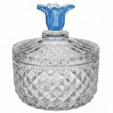 Almarjan Premium Diamond - Cut Glass Candy Bowl with Elegant Blue Floral Lid for Home Décor & Serving – 15 × 9 cm - Al Kabayel Discount CentreAlmarjan Premium Diamond - Cut Glass Candy Bowl with Elegant Blue Floral Lid for Home Décor & Serving – 15 × 9 cmJars & Food SaversALMARJANAl Kabayel Discount Centre