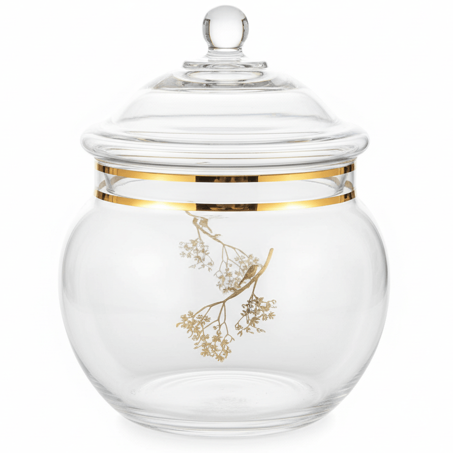 Almarjan Round Glass Candy Pot with Lid | Crystal - Clear Storage Jar | 12cm - Al Kabayel Discount CentreAlmarjan Round Glass Candy Pot with Lid | Crystal - Clear Storage Jar | 12cmJars & Food SaversALMARJANAl Kabayel Discount Centre