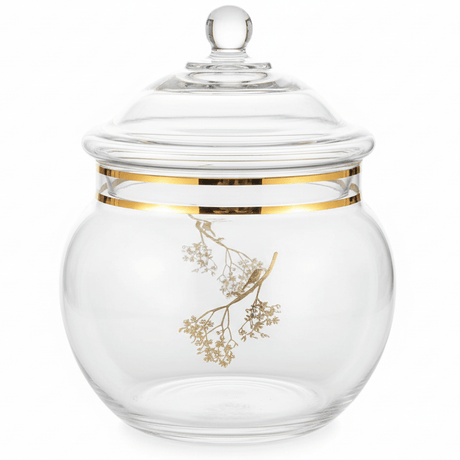 Almarjan Round Glass Candy Pot with Lid | Crystal - Clear Storage Jar | 12cm - Al Kabayel Discount CentreAlmarjan Round Glass Candy Pot with Lid | Crystal - Clear Storage Jar | 12cmJars & Food SaversALMARJANAl Kabayel Discount Centre