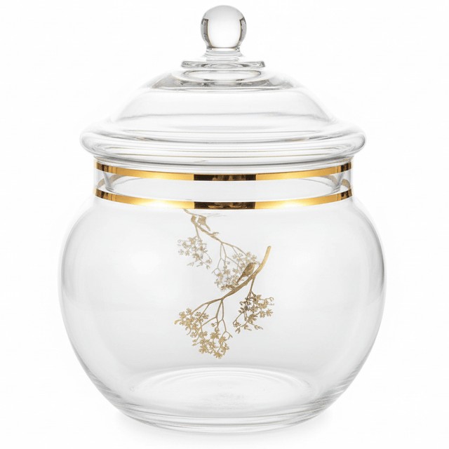 Almarjan Round Glass Candy Pot with Lid | Crystal - Clear Storage Jar | 12cm - Al Kabayel Discount CentreAlmarjan Round Glass Candy Pot with Lid | Crystal - Clear Storage Jar | 12cmJars & Food SaversALMARJANAl Kabayel Discount Centre