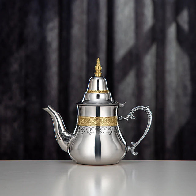 ALMARJAN Sahara Stainless Steel Teapot 800ml, Silver/Gold - Al Kabayel Discount CentreALMARJAN Sahara Stainless Steel Teapot 800ml, Silver/GoldTea/Coffee PotsALMARJANAl Kabayel Discount Centre