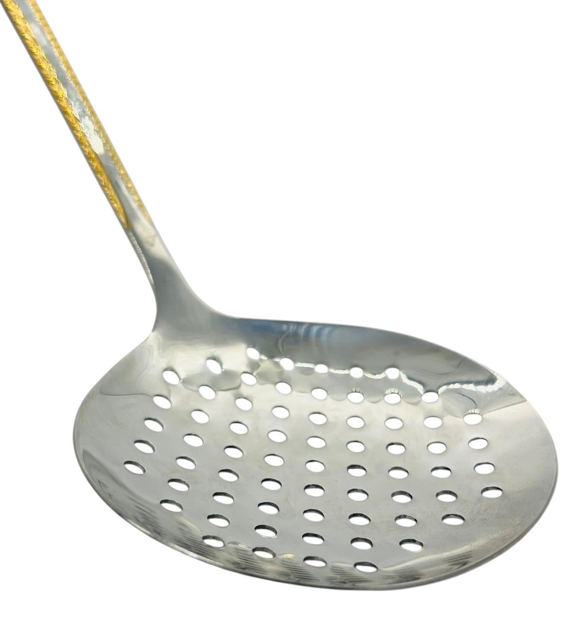 Almarjan Stainless Steel Skimmer 36cm*11cm, Silver/Gold, CUT0010246 - Al Kabayel Discount CentreAlmarjan Stainless Steel Skimmer 36cm*11cm, Silver/Gold, CUT0010246Cookware AccessoriesALMARJANAl Kabayel Discount Centre