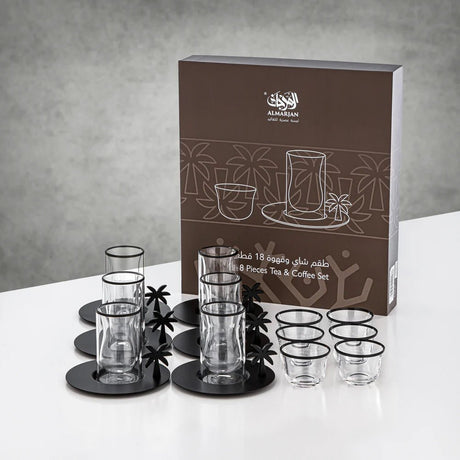 Almarjan Tea & Coffee Set 18 Pieces Black Rim Matte Black - Al Kabayel Discount CentreAlmarjan Tea & Coffee Set 18 Pieces Black Rim Matte BlackTea/Coffee SetsALMARJANAl Kabayel Discount Centre