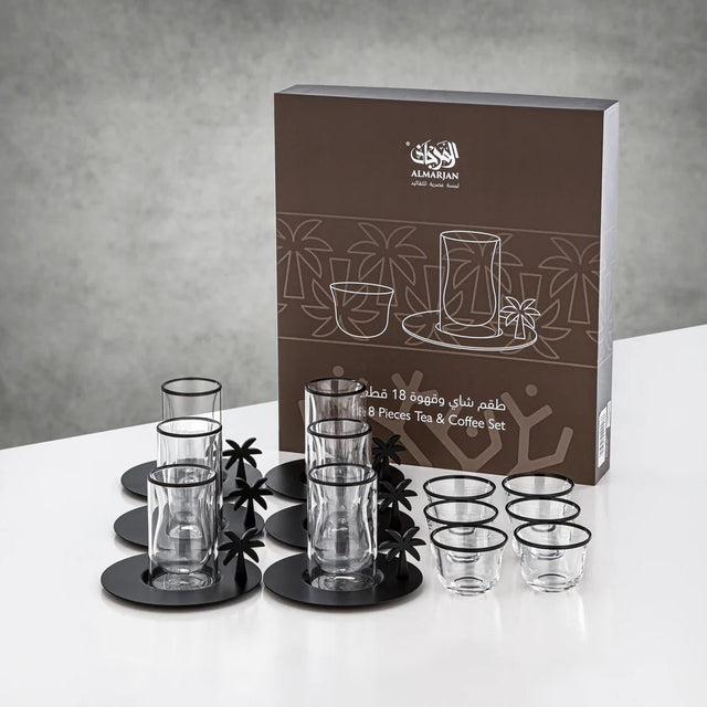Almarjan Tea & Coffee Set 18 Pieces Black Rim Matte Black - Al Kabayel Discount CentreAlmarjan Tea & Coffee Set 18 Pieces Black Rim Matte BlackTea/Coffee SetsALMARJANAl Kabayel Discount Centre