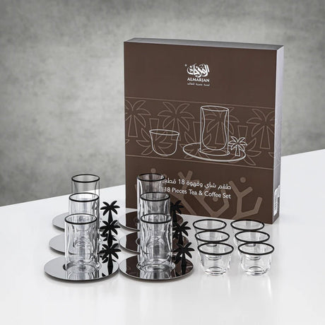 Almarjan Tea & Coffee Set 18 Pieces Black Rim - Al Kabayel Discount CentreAlmarjan Tea & Coffee Set 18 Pieces Black RimTea/Coffee SetsALMARJANAl Kabayel Discount Centre