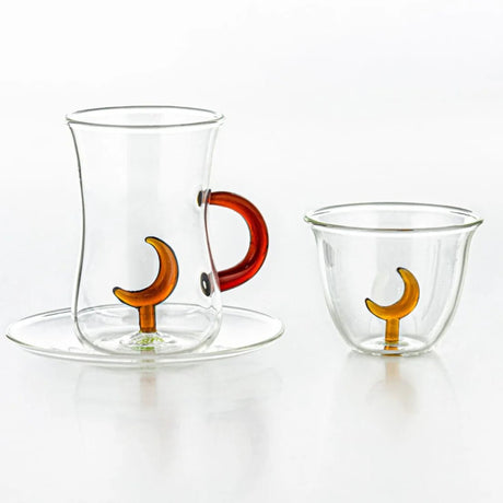 Almarjan Tea & Coffee Set 18 Pieces, Borosilicate Glass, Clear & amber (GLS0010171) - Moonrise Collection - Al Kabayel Discount CentreAlmarjan Tea & Coffee Set 18 Pieces, Borosilicate Glass, Clear & amber (GLS0010171) - Moonrise CollectionTea SetsALMARJANAl Kabayel Discount Centre