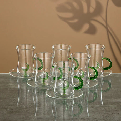 Almarjan Tea & Coffee Set 18 Pieces, Borosilicate Glass, Clear & Green (GLS0010172) - Moonrise Collection - Al Kabayel Discount CentreAlmarjan Tea & Coffee Set 18 Pieces, Borosilicate Glass, Clear & Green (GLS0010172) - Moonrise CollectionTea SetsALMARJANAl Kabayel Discount Centre