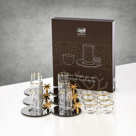 Almarjan Tea & Coffee Set 18 Pieces Golden Rim - Al Kabayel Discount CentreAlmarjan Tea & Coffee Set 18 Pieces Golden RimTea/Coffee SetsALMARJANAl Kabayel Discount Centre