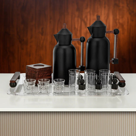 Almarjan Tea & Coffee Set 21 Pieces Matt Black with Dark Wood - Al Kabayel Discount CentreAlmarjan Tea & Coffee Set 21 Pieces Matt Black with Dark WoodTea/Coffee SetsALMARJANAl Kabayel Discount Centre