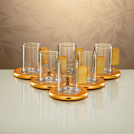 Almarjan Tea Set 18 Pieces Clear with Matt Gold Accents - Al Kabayel Discount CentreAlmarjan Tea Set 18 Pieces Clear with Matt Gold AccentsTea/Coffee SetsALMARJANAl Kabayel Discount Centre