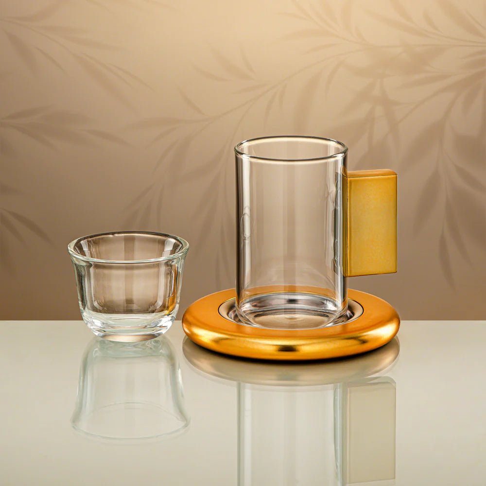 Almarjan Tea Set 18 Pieces Clear with Matt Gold Accents - Al Kabayel Discount CentreAlmarjan Tea Set 18 Pieces Clear with Matt Gold AccentsTea/Coffee SetsALMARJANAl Kabayel Discount Centre