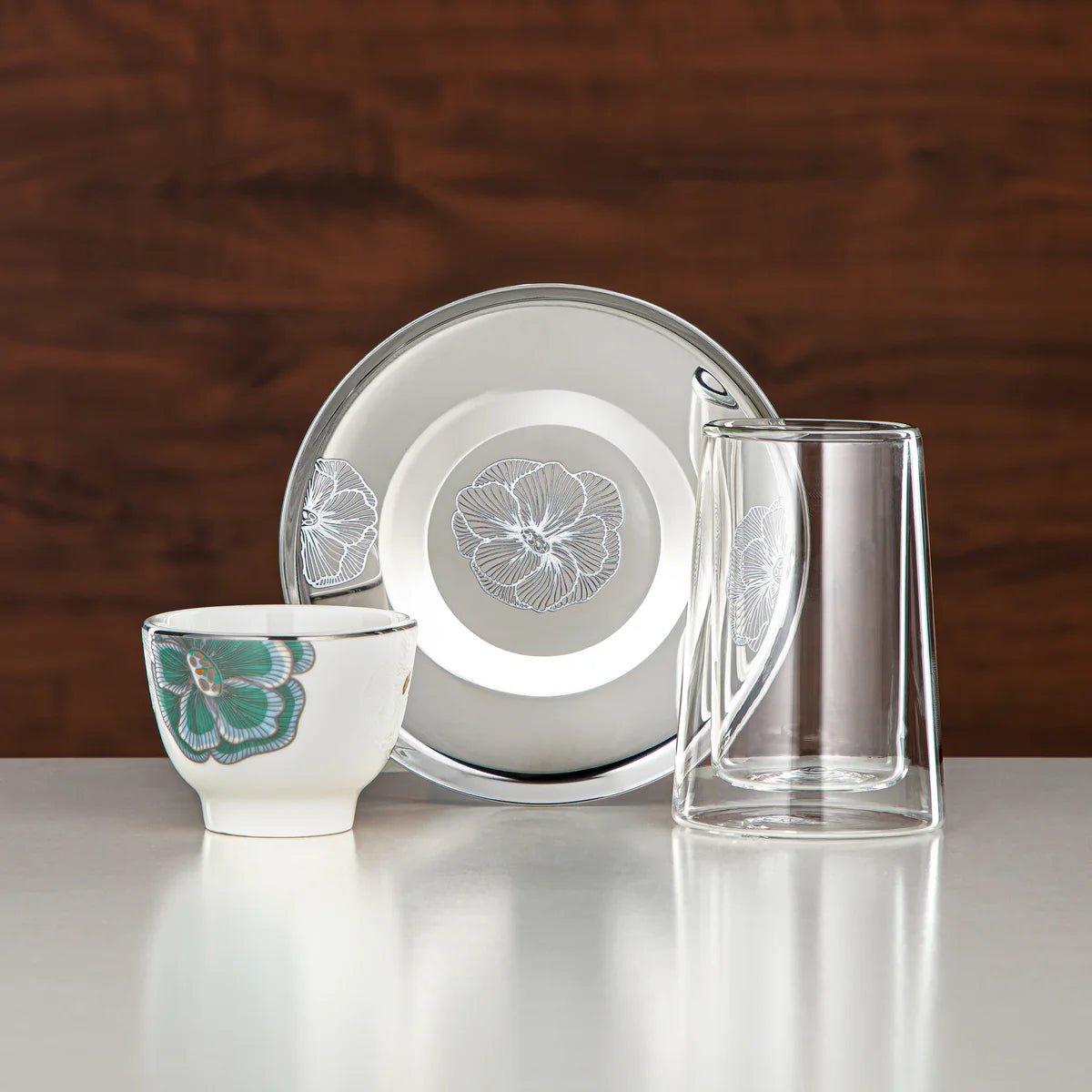 Almarjan Tea Set Double - Walled Borosilicate Glass, Stainless Steel & Porcelain 18 Pieces (18PCS - 12257 - 3) â€“ Emerald Bloom Tea Collection - Al Kabayel Discount CentreAlmarjan Tea Set Double - Walled Borosilicate Glass, Stainless Steel & Porcelain 18 Pieces (18PCS - 12257 - 3) â€“ Emerald Bloom Tea CollectionTea SetsALMARJANAl Kabayel Discount Centre
