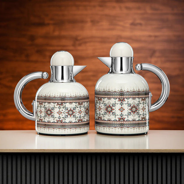 Almarjan Vacuum Flask Set 0.6L + 1L Patterned White ART18 - Al Kabayel Discount CentreAlmarjan Vacuum Flask Set 0.6L + 1L Patterned White ART18ThermosALMARJANAl Kabayel Discount Centre