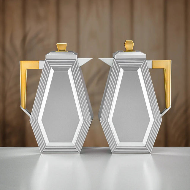 Almarjan Vacuum Flask Set 0.7L + 0.7L Matt Silver & Matt Gold - Al Kabayel Discount CentreAlmarjan Vacuum Flask Set 0.7L + 0.7L Matt Silver & Matt GoldThermosALMARJANAl Kabayel Discount Centre