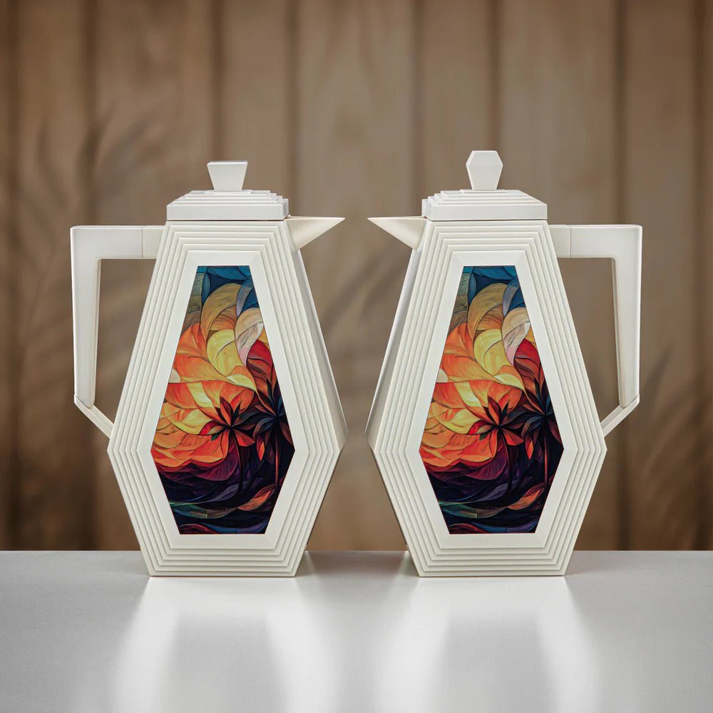 Almarjan Vacuum Flask Set 0.7L + 0.7L White with Print - Al Kabayel Discount CentreAlmarjan Vacuum Flask Set 0.7L + 0.7L White with PrintThermosALMARJANAl Kabayel Discount Centre