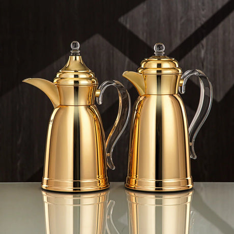 Almarjan Vacuum Flask Set - 0.7L & 1L, Gold Finish, Metal (SM - 2A29 - 070/100 G) - Classic, Tea & Coffee - Al Kabayel Discount CentreAlmarjan Vacuum Flask Set - 0.7L & 1L, Gold Finish, Metal (SM - 2A29 - 070/100 G) - Classic, Tea & CoffeeThermosALMARJANAl Kabayel Discount Centre