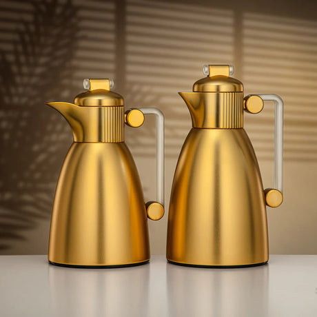 Almarjan Vacuum Flask Set 0.7L & 1L Matt Gold & Frost - Al Kabayel Discount CentreAlmarjan Vacuum Flask Set 0.7L & 1L Matt Gold & FrostThermosALMARJANAl Kabayel Discount Centre