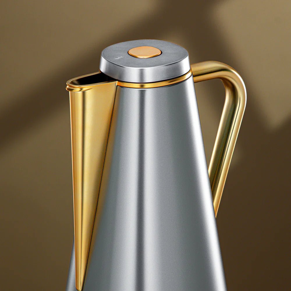 Almarjan Vacuum Flask Set 0.7L + 1L Matt Nickel & Matt Gold - Al Kabayel Discount CentreAlmarjan Vacuum Flask Set 0.7L + 1L Matt Nickel & Matt GoldThermosALMARJANAl Kabayel Discount Centre