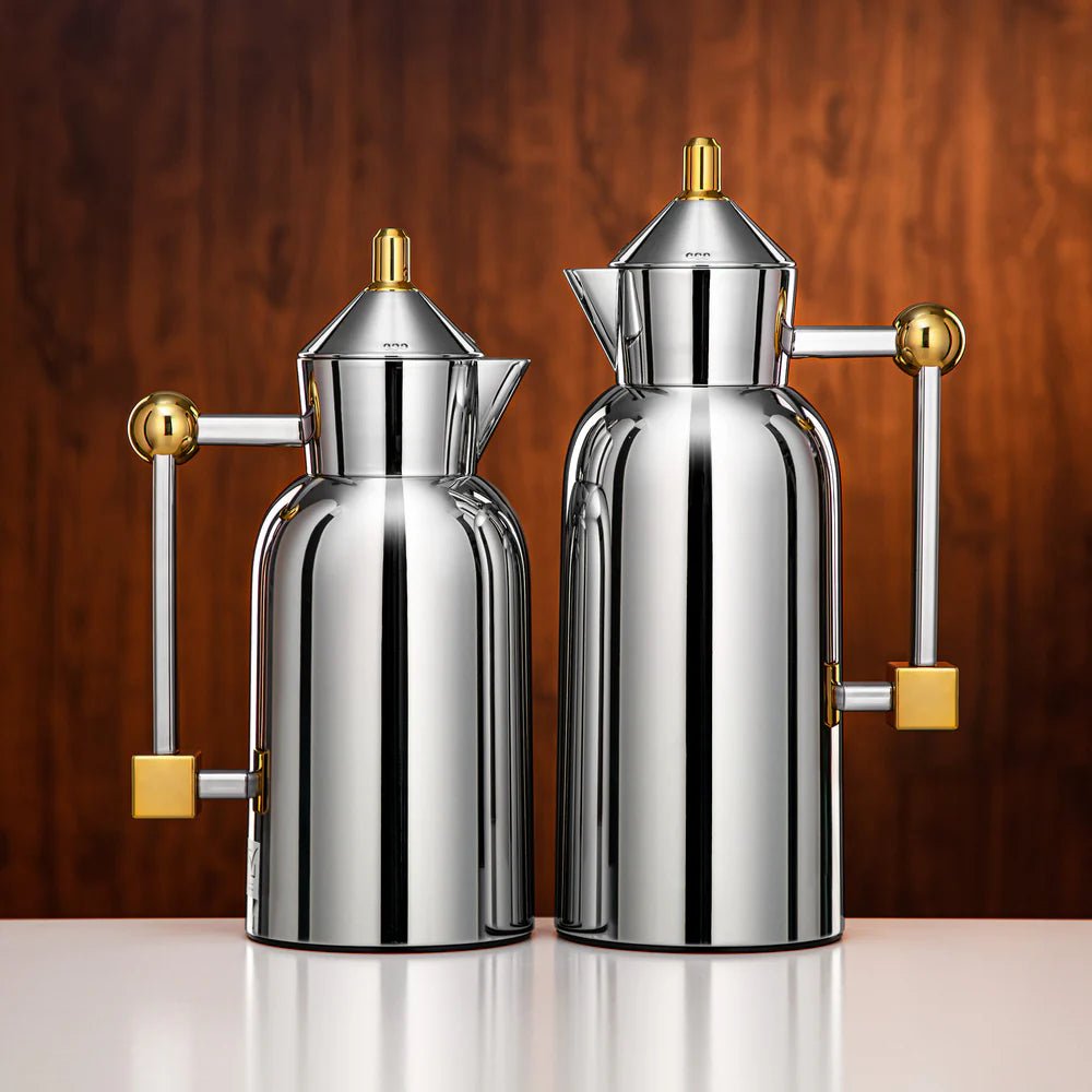 Almarjan Vacuum Flask Set 0.7L + 1L Silver & Gold - Al Kabayel Discount CentreAlmarjan Vacuum Flask Set 0.7L + 1L Silver & GoldThermosALMARJANAl Kabayel Discount Centre