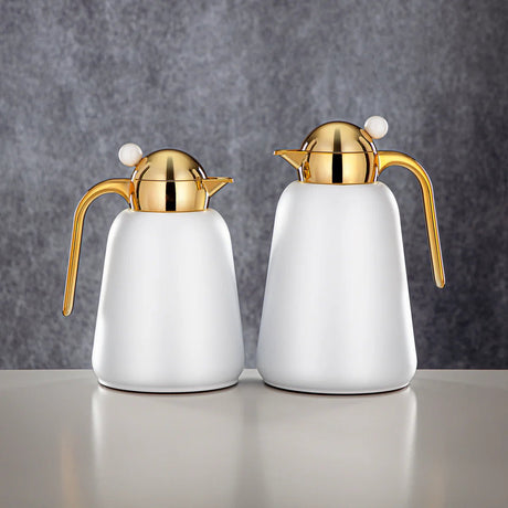 Almarjan Vacuum Flask Set - 1L + 1.5L, White & Gold (FG807 - 100/150 PW/G) - Modern Vacuum Flask - Al Kabayel Discount CentreAlmarjan Vacuum Flask Set - 1L + 1.5L, White & Gold (FG807 - 100/150 PW/G) - Modern Vacuum FlaskThermosALMARJANAl Kabayel Discount Centre