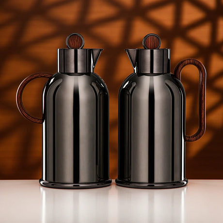 Almarjan Vacuum Flask Set 1L + 1L Black Nickel & Dark Wood - Al Kabayel Discount CentreAlmarjan Vacuum Flask Set 1L + 1L Black Nickel & Dark WoodThermosALMARJANAl Kabayel Discount Centre