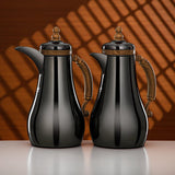 Almarjan Vacuum Flask Set 1L + 1L Black Nickel & Light Wood - Al Kabayel Discount CentreAlmarjan Vacuum Flask Set 1L + 1L Black Nickel & Light WoodThermosALMARJANAl Kabayel Discount Centre