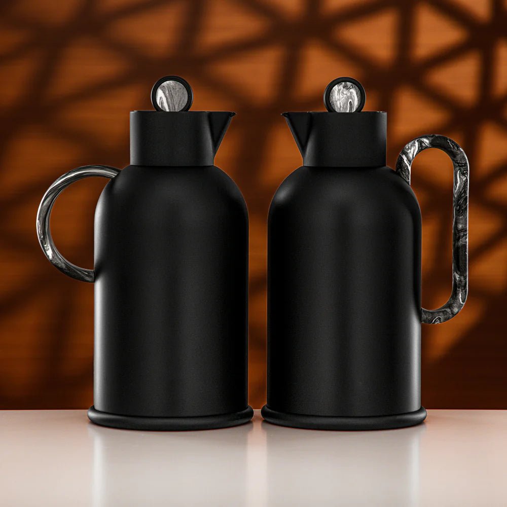 Almarjan Vacuum Flask Set 1L + 1L Matt Black & Black Marble - Al Kabayel Discount CentreAlmarjan Vacuum Flask Set 1L + 1L Matt Black & Black MarbleThermosALMARJANAl Kabayel Discount Centre