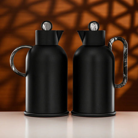 Almarjan Vacuum Flask Set 1L + 1L Matt Black & Black Marble - Al Kabayel Discount CentreAlmarjan Vacuum Flask Set 1L + 1L Matt Black & Black MarbleThermosALMARJANAl Kabayel Discount Centre