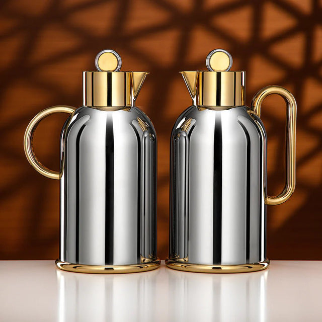 Almarjan Vacuum Flask Set 1L + 1L Silver & Gold - Al Kabayel Discount CentreAlmarjan Vacuum Flask Set 1L + 1L Silver & GoldThermosALMARJANAl Kabayel Discount Centre