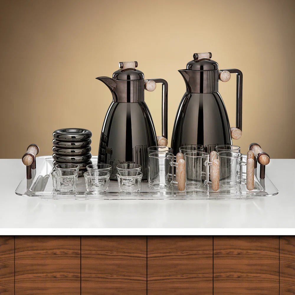 Almarjan Vacuum Flask Set 21 Pieces Gun Black & Travertine - Al Kabayel Discount CentreAlmarjan Vacuum Flask Set 21 Pieces Gun Black & TravertineTea/Coffee SetsALMARJANAl Kabayel Discount Centre