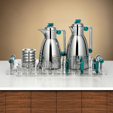 Almarjan Vacuum Flask Set 21 Pieces Silver & Tiffany Green - Al Kabayel Discount CentreAlmarjan Vacuum Flask Set 21 Pieces Silver & Tiffany GreenTea/Coffee SetsALMARJANAl Kabayel Discount Centre