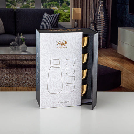 Almarjan Vacuum Flask Set 3 Pieces, Double Wall, Stinless Steel, 0.9L, Gold (QS03 - 09G) - Camp in Style - Al Kabayel Discount CentreAlmarjan Vacuum Flask Set 3 Pieces, Double Wall, Stinless Steel, 0.9L, Gold (QS03 - 09G) - Camp in StyleThermosALMARJANAl Kabayel Discount Centre