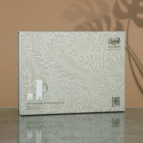 Almarjan Water Set 5 Pieces, Borosilicate Glass, Clear & Amber (GLS0010177) - Moonrise Collection - Al Kabayel Discount CentreAlmarjan Water Set 5 Pieces, Borosilicate Glass, Clear & Amber (GLS0010177) - Moonrise CollectionDrinkware SetsALMARJANAl Kabayel Discount Centre