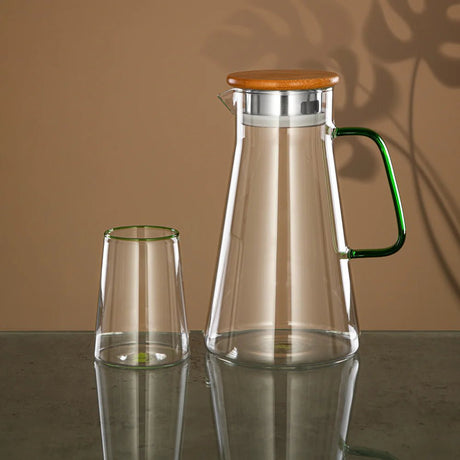 Almarjan Water Set 5 Pieces, Borosilicate Glass, Clear & Green (GLS0010163) - Elegant Serveware - Al Kabayel Discount CentreAlmarjan Water Set 5 Pieces, Borosilicate Glass, Clear & Green (GLS0010163) - Elegant ServewareDrinkware SetsALMARJANAl Kabayel Discount Centre