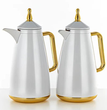 Almarjan XHP Vacuum Flask Set – 2 Pieces – 1L + 1L – Pearl White with Gold Accents - Al Kabayel Discount CentreAlmarjan XHP Vacuum Flask Set – 2 Pieces – 1L + 1L – Pearl White with Gold AccentsThermosALMARJANAl Kabayel Discount Centre