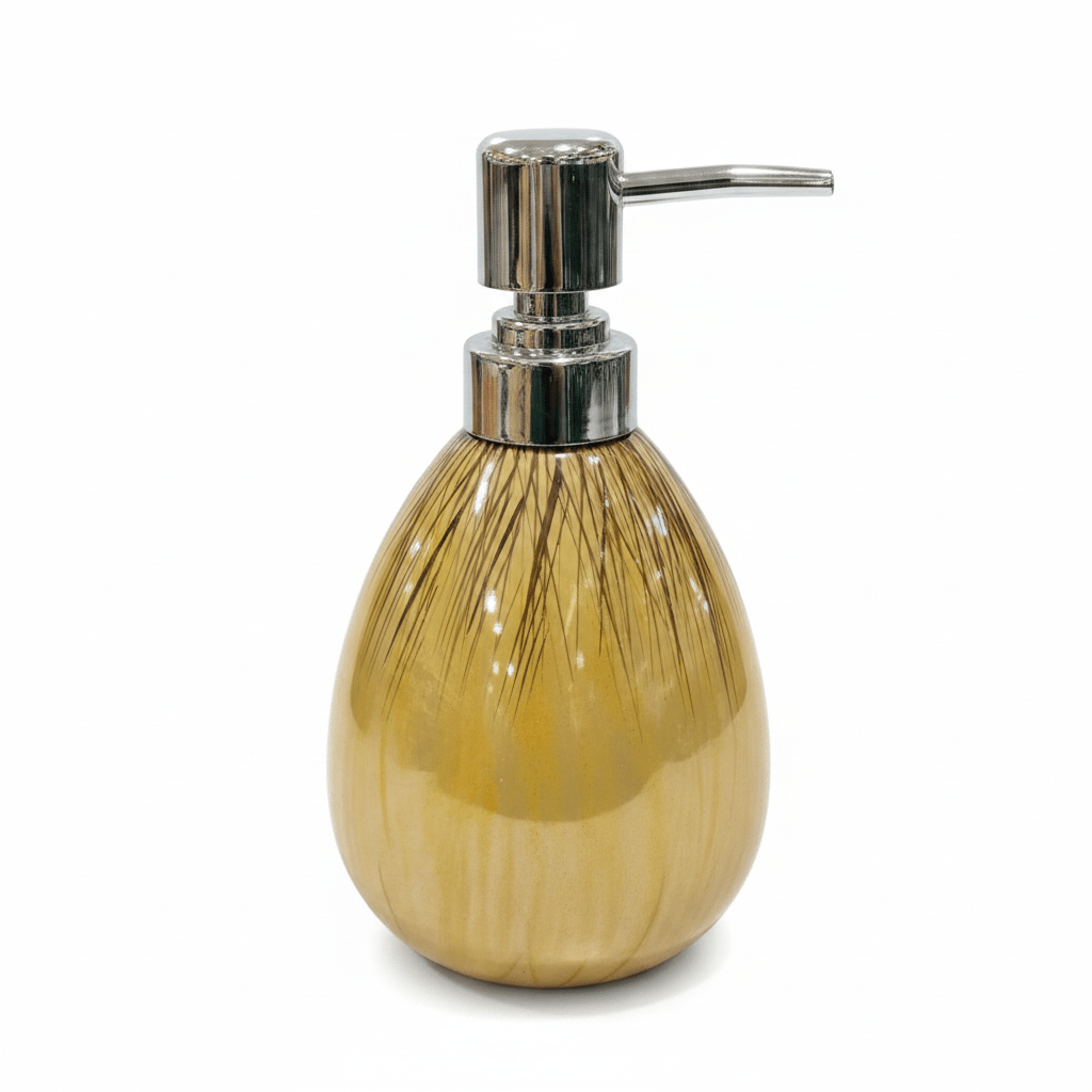 Amber Gold Ceramic & Plastic Liquid Soap Dispenser – 400ml - Al Kabayel Discount CentreAmber Gold Ceramic & Plastic Liquid Soap Dispenser – 400mlHolders & DispensersAKDCAl Kabayel Discount Centre